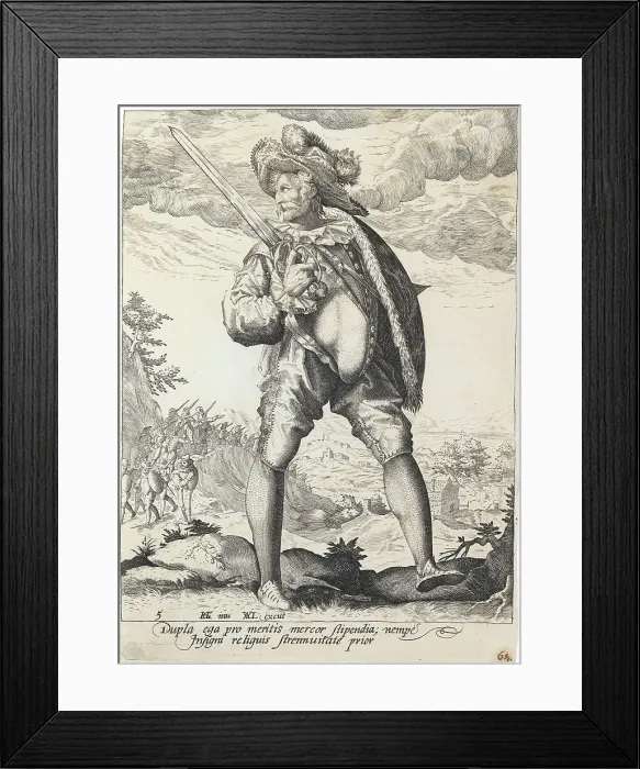 Framed Print : Soldier Armed with Broadsword and Shield, 1587. Creator: Gheyn, Jacques (Jacob) de, the Younger (1565-1629) Framed Print : Soldier Armed with Broadsword and Shield, 1587. Creator: Gheyn, Jacques (Jacob) de, the Younger (1565-1629)