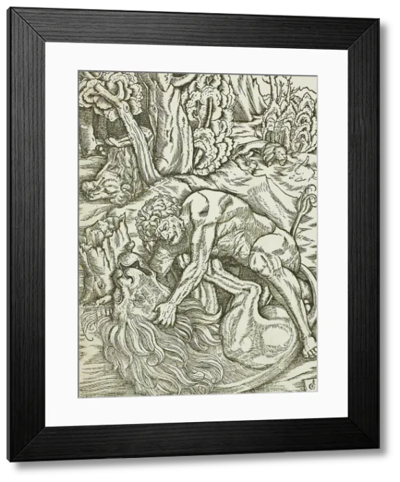Framed Print : Hercules Strangling the Nemean Lion, from the Labors of Hercules, c. 1528. Creator: Gabriel Salmon Framed Print : Hercules Strangling the Nemean Lion, from the Labors of Hercules, c. 1528. Creator: Gabriel Salmon
