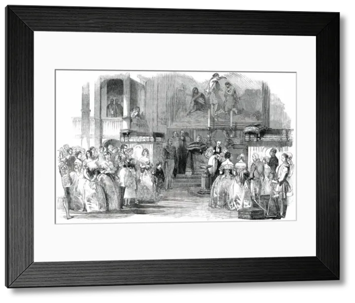 Framed Print : Christening of the Infant Prince Arthur, in the Royal Chapel, at Buckingham Palace, 1850. Creator: Unknown Framed Print : Christening of the Infant Prince Arthur, in the Royal Chapel, at Buckingham Palace, 1850. Creator: Unknown