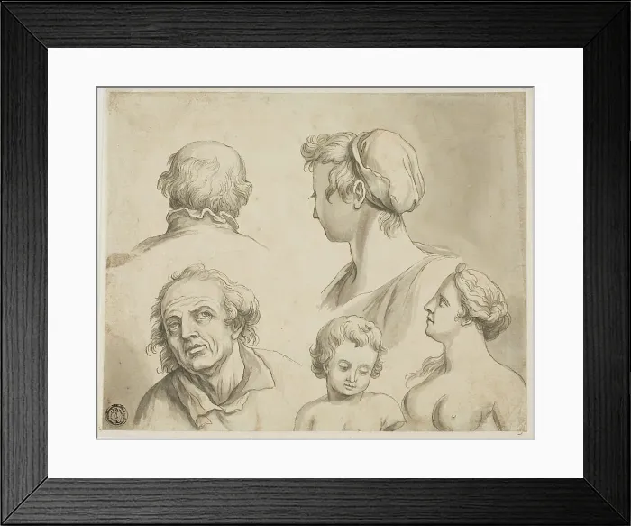 Framed Print : Sketches of Five Busts, n.d. Creator: Gerard de Lairesse Framed Print : Sketches of Five Busts, n.d. Creator: Gerard de Lairesse