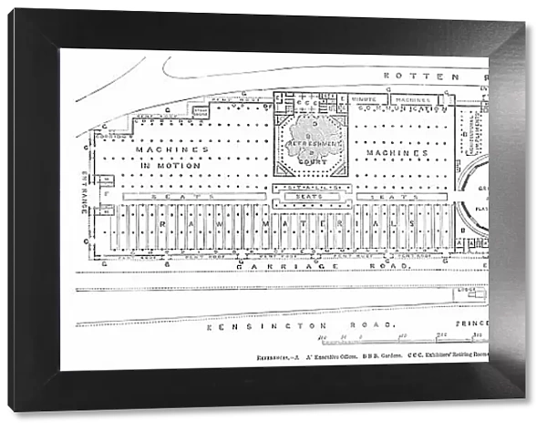 Ground Plan of the Building for the Great Industrial Exhibition, to be erected in Hyde-Park, 1850. Creator: Unknown