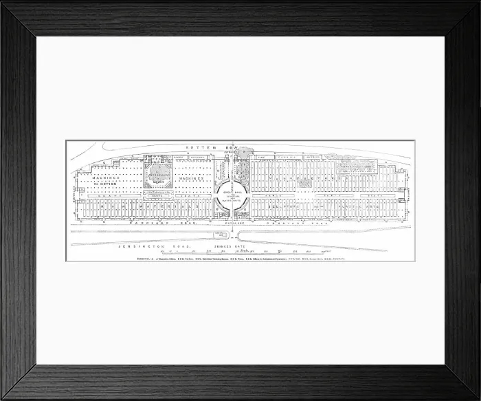 Framed Print : Ground Plan of the Building for the Great Industrial Exhibition, to be erected in Hyde-Park, 1850. Creator: Unknown