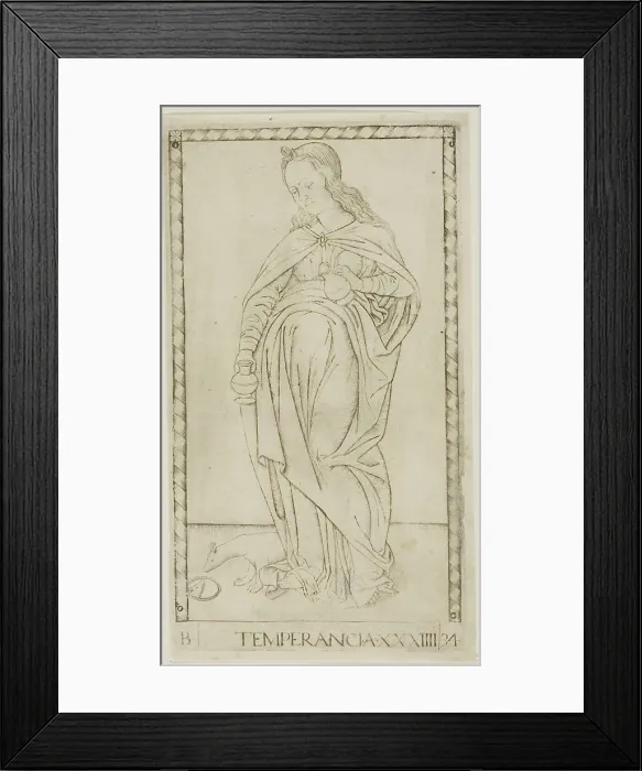 Framed Print : Temperance, plate 34 from Genii and Virtues, c.1465. Creator: Unknown Framed Print : Temperance, plate 34 from Genii and Virtues, c.1465. Creator: Unknown
