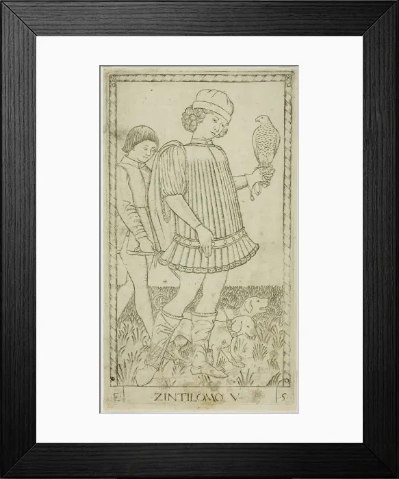 Framed Print : The Gentleman, plate five from The Ranks and Conditions of Men, c.1465. Creator: Unknown Framed Print : The Gentleman, plate five from The Ranks and Conditions of Men, c.1465. Creator: Unknown