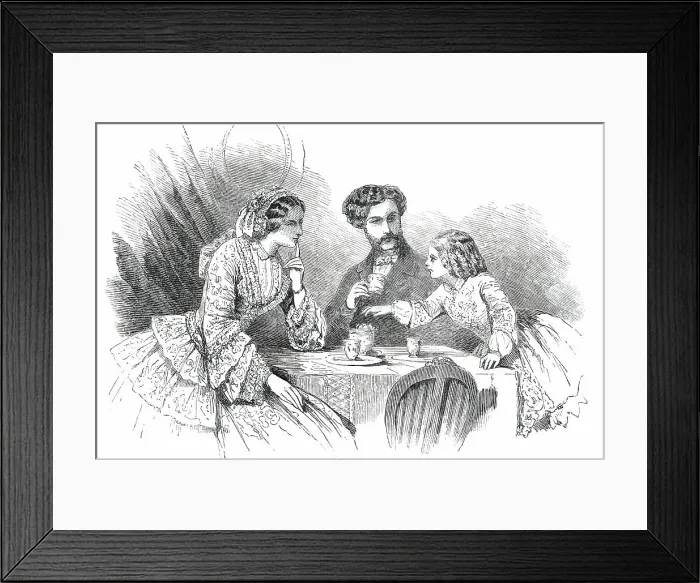 Framed Print : Paris Fashions for July - Morning Dress, 1850. Creator: Unknown Framed Print : Paris Fashions for July - Morning Dress, 1850. Creator: Unknown
