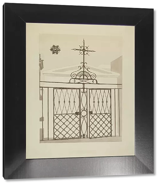 Cast and Wrought Iron Fence, c. 1936. Creator: Arelia Arbo