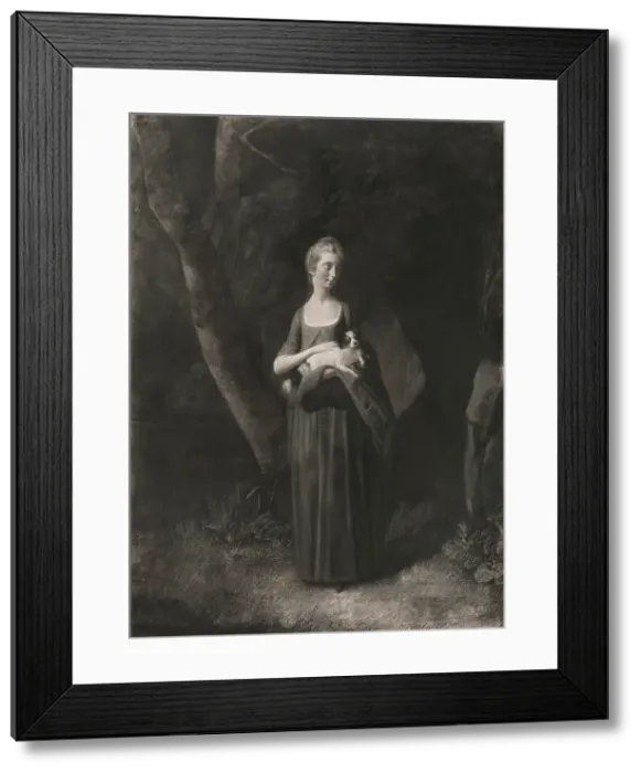 Framed Print : Miss Cunningham Holding Her King Charles Spaniel, 1770. Creator: Robert Healy Framed Print : Miss Cunningham Holding Her King Charles Spaniel, 1770. Creator: Robert Healy