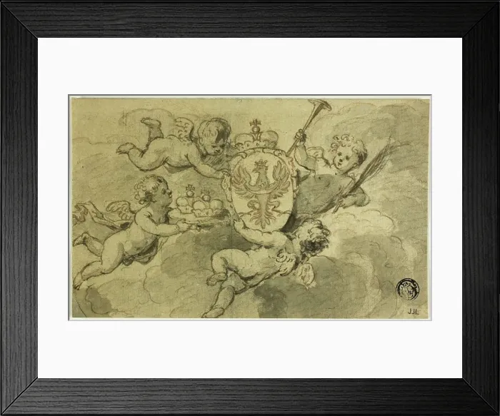 Framed Print : Putti and Coat of Arms, n.d. Creator: Gerard de Lairesse Framed Print : Putti and Coat of Arms, n.d. Creator: Gerard de Lairesse