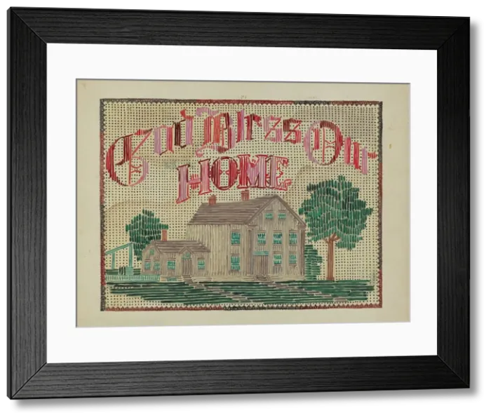 Framed Print : Embroidered Picture, c. 1936. Creator: Evelyn Bailey Framed Print : Embroidered Picture, c. 1936. Creator: Evelyn Bailey