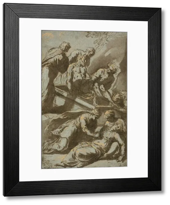 Framed Print : The Entombment of Christ, 1595 / 1600. Creator: Jacopo Palma Framed Print : The Entombment of Christ, 1595 / 1600. Creator: Jacopo Palma
