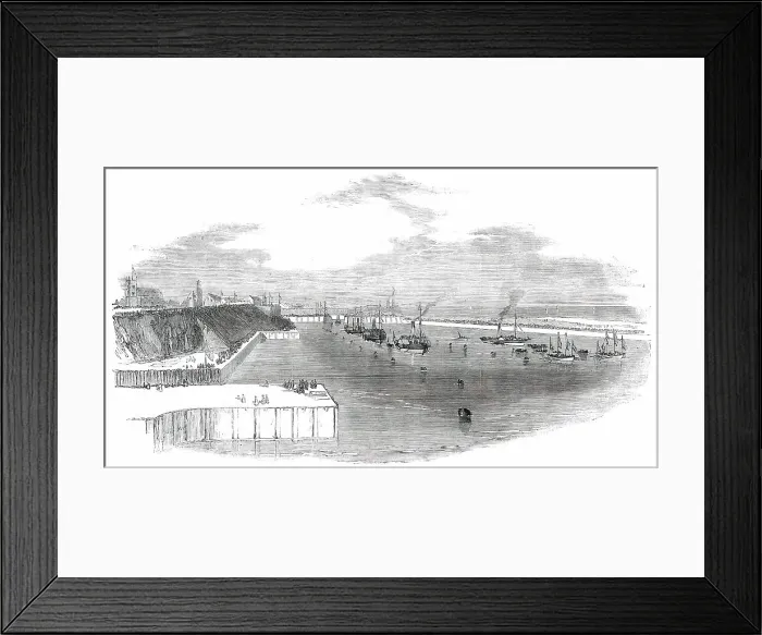 Framed Print : Opening of the New Docks at Sunderland - the Marine Procession, 1850. Creator: Unknown Framed Print : Opening of the New Docks at Sunderland - the Marine Procession, 1850. Creator: Unknown