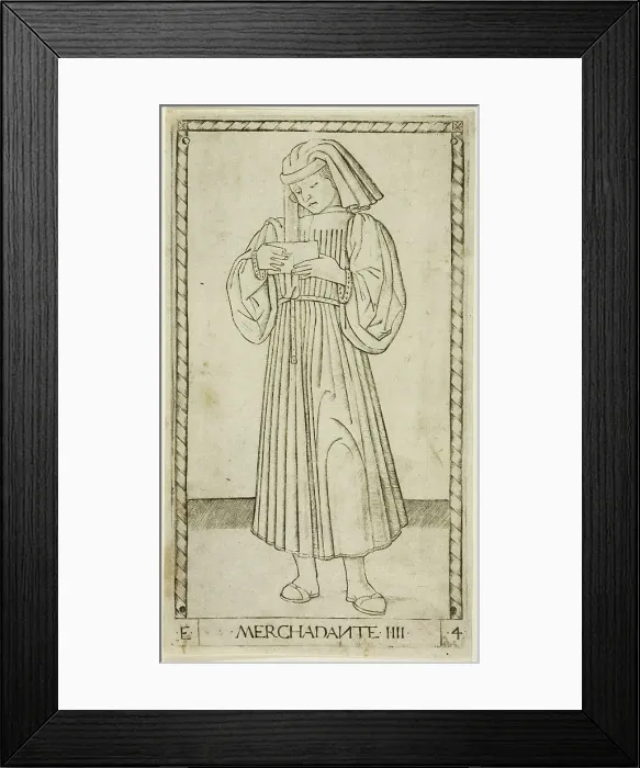 Framed Print : The Merchant, plate four from The Ranks and Conditions of Men, c.1465. Creator: Unknown Framed Print : The Merchant, plate four from The Ranks and Conditions of Men, c.1465. Creator: Unknown