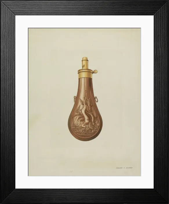 Framed Print : Powder Flask, c. 1938. Creator: Frank C. Barks Framed Print : Powder Flask, c. 1938. Creator: Frank C. Barks