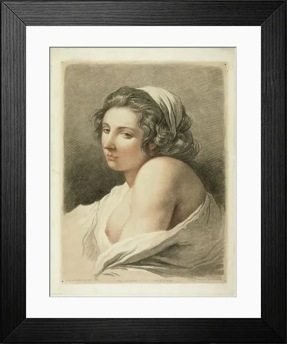 Framed Print : Large Female Head, c. 1786. Creator: Gilles-Antoine Demarteau Framed Print : Large Female Head, c. 1786. Creator: Gilles-Antoine Demarteau