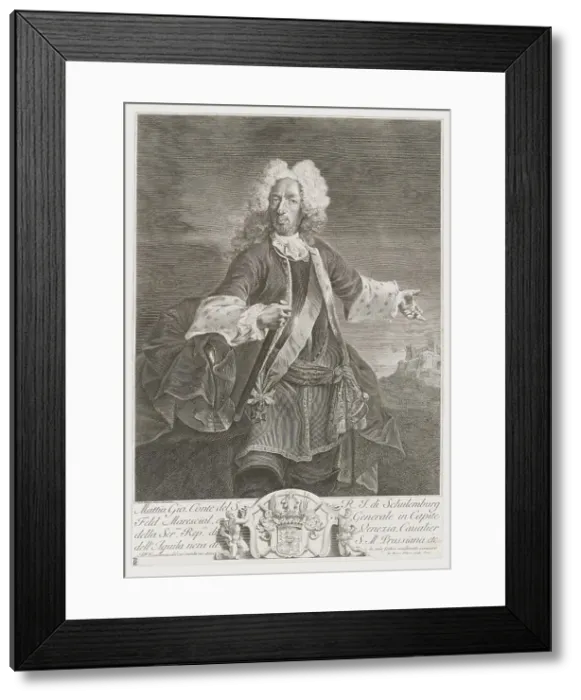 Framed Print : Matthias Johann Graf von der Schulenburg (1661-1747), 1735. Creator: Pitteri, Marco (1702-1786) Framed Print : Matthias Johann Graf von der Schulenburg (1661-1747), 1735. Creator: Pitteri, Marco (1702-1786)