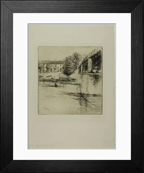 Framed Print : The Bridge at Gournay, from the Side, 1895. Creator: Gustave Leheutre Framed Print : The Bridge at Gournay, from the Side, 1895. Creator: Gustave Leheutre