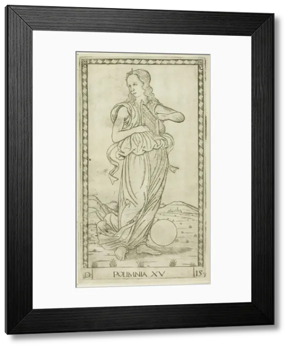 Framed Print : Polyhymnia, plate fifteen from Apollo and the Muses, c.1465. Creator: Unknown Framed Print : Polyhymnia, plate fifteen from Apollo and the Muses, c.1465. Creator: Unknown
