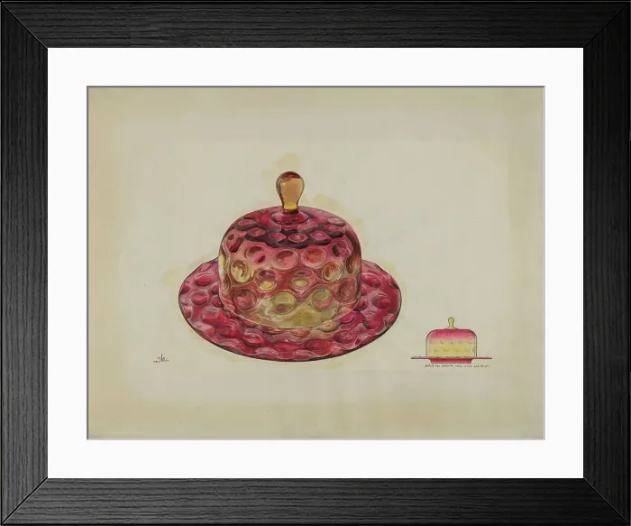 Framed Print : Butter Dish (Amberina), c. 1939. Creator: Ralph Atkinson Framed Print : Butter Dish (Amberina), c. 1939. Creator: Ralph Atkinson