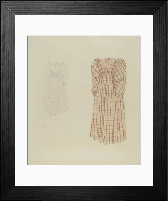 Framed Print : Plaid Morning Dress, c. 1937. Creator: Arelia Arbo Framed Print : Plaid Morning Dress, c. 1937. Creator: Arelia Arbo