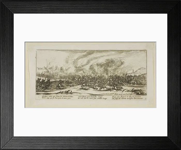 Framed Print : The Battle, plate three from The Large Miseries of War, n.d. Creator: Gerard van Schagen