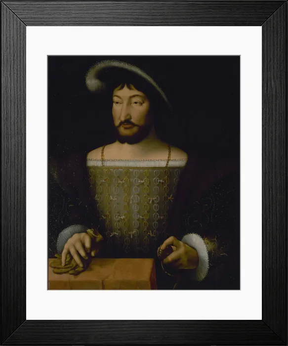 Framed Print : Portrait of Francis I (1494-1547), King of France, Duke of Brittany, Count of Provence, c.1535. Creator: Cleve, Joos van (ca. 1485-1540)