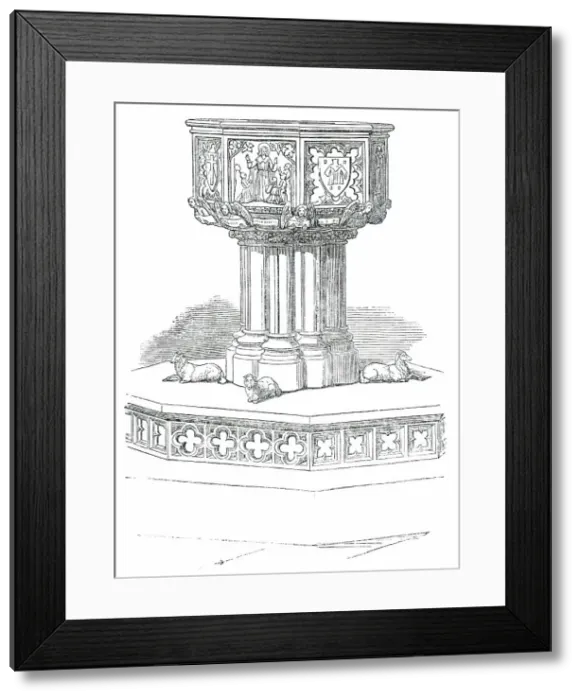 Framed Print : The Font, Church of St. Stephen, Rochester-Row, Westminster, 1850. Creator: Unknown Framed Print : The Font, Church of St. Stephen, Rochester-Row, Westminster, 1850. Creator: Unknown