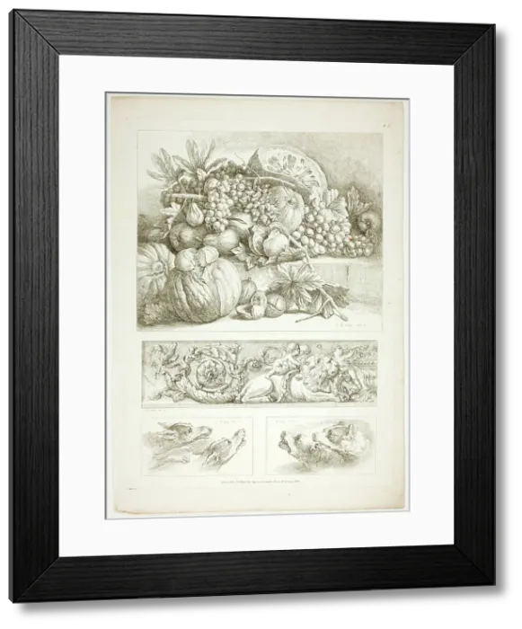 Framed Print : Plate Three of 38 from Oeuvres de J. B. Huet, 1796–99. Creator: Jean Baptiste Marie Huet