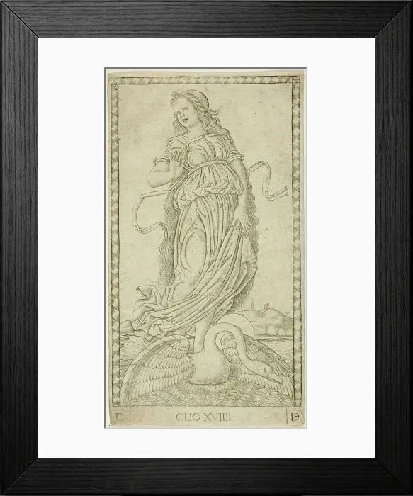 Framed Print : Clio, plate nineteen from Apollo and the Muses, c.1465. Creator: Unknown Framed Print : Clio, plate nineteen from Apollo and the Muses, c.1465. Creator: Unknown