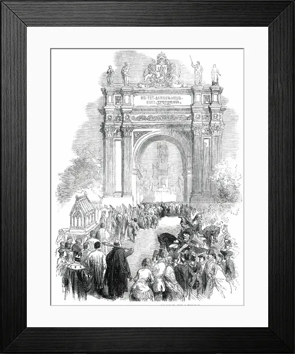 Framed Print : Jubilee of St. Sang, at Bruges - the Procession to the Cathedral, 1850. Creator: Unknown Framed Print : Jubilee of St. Sang, at Bruges - the Procession to the Cathedral, 1850. Creator: Unknown