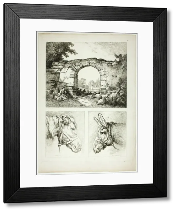 Framed Print : Plate Fourteen of 38 from Oeuvres de J. B. Huet, 1796–99. Creator: Jean Baptiste Marie Huet Framed Print : Plate Fourteen of 38 from Oeuvres de J. B. Huet, 1796–99. Creator: Jean Baptiste Marie Huet