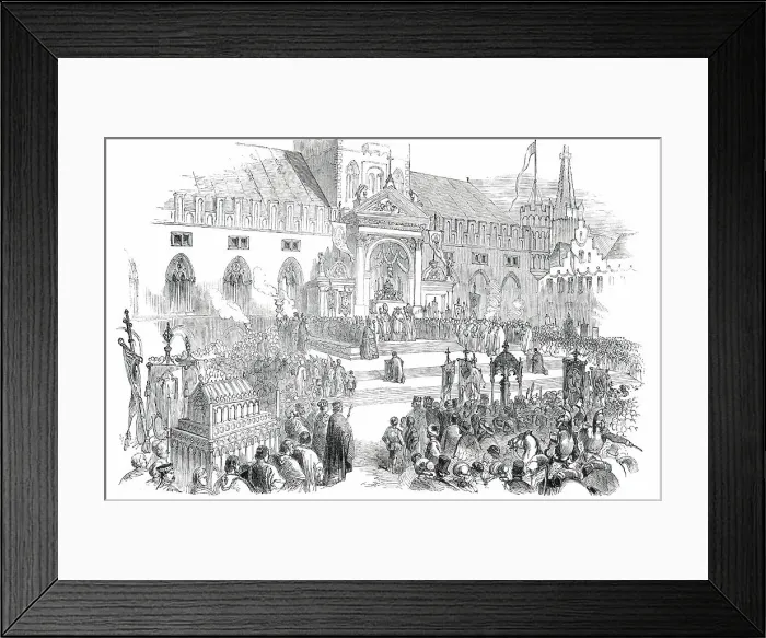 Framed Print : Jubilee of St. Sang, at Bruges - the Benediction at the Cathedral, 1850. Creator: Unknown Framed Print : Jubilee of St. Sang, at Bruges - the Benediction at the Cathedral, 1850. Creator: Unknown