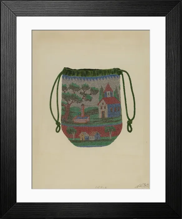 Framed Print : Beaded Bag, c. 1937. Creator: Frank C. Barks Framed Print : Beaded Bag, c. 1937. Creator: Frank C. Barks