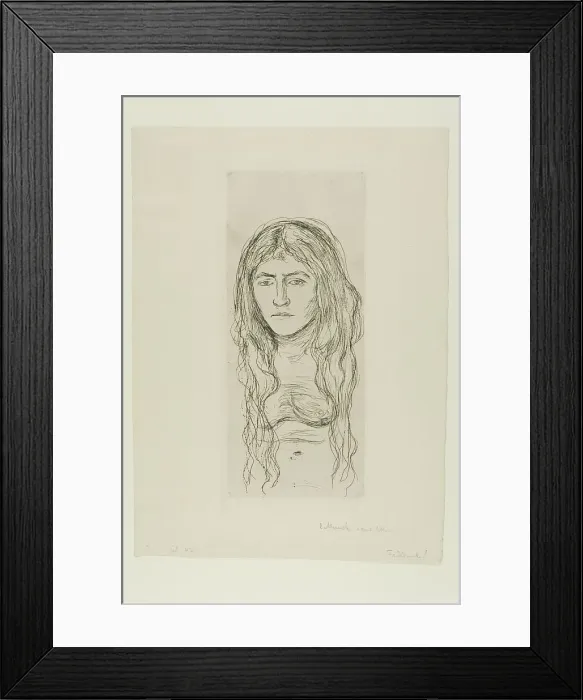 Framed Print : Woman with Long Hair, 1896. Creator: Edvard Munch Framed Print : Woman with Long Hair, 1896. Creator: Edvard Munch
