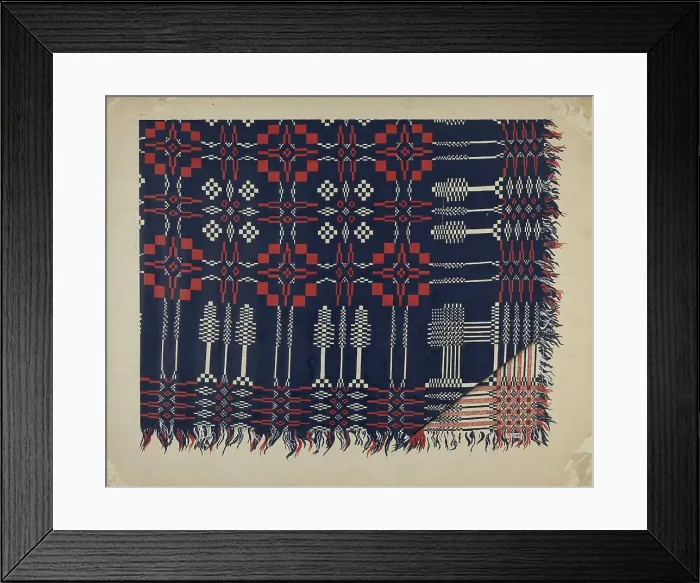 Framed Print : Woven Coverlet, c. 1937. Creator: Ralph Atkinson Framed Print : Woven Coverlet, c. 1937. Creator: Ralph Atkinson