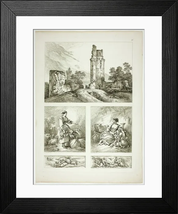Framed Print : Plate Sixteen of 38 from Oeuvres de J. B. Huet, 1796–99. Creator: Jean Baptiste Marie Huet Framed Print : Plate Sixteen of 38 from Oeuvres de J. B. Huet, 1796–99. Creator: Jean Baptiste Marie Huet