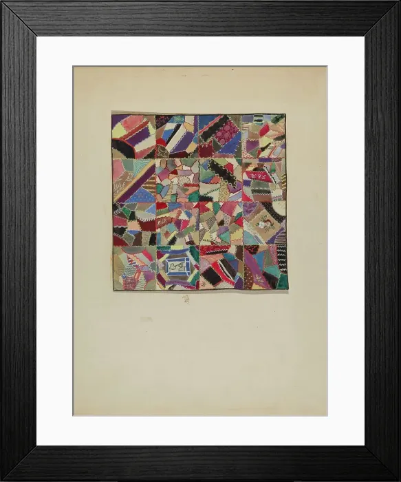 Framed Print : Crazy Quilt, c. 1936. Creator: Evelyn Bailey Framed Print : Crazy Quilt, c. 1936. Creator: Evelyn Bailey