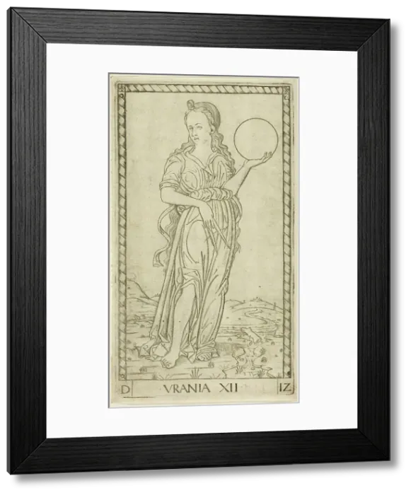 Framed Print : Urania, plate twelve from Apollo and the Muses, c.1465. Creator: Unknown Framed Print : Urania, plate twelve from Apollo and the Muses, c.1465. Creator: Unknown