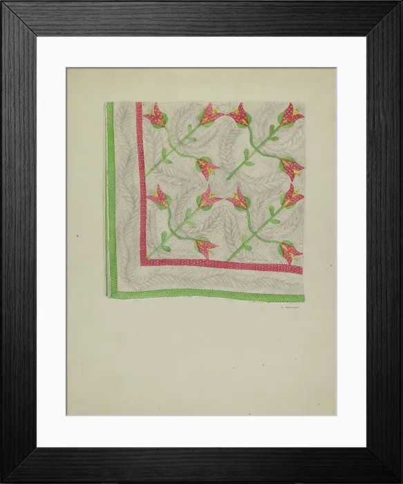 Framed Print : Applique Quilt, c. 1936. Creator: Madeline Arnold Framed Print : Applique Quilt, c. 1936. Creator: Madeline Arnold
