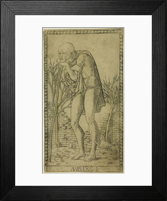 Framed Print : The Beggar, plate one from The Ranks and Conditions of Men, c.1465. Creator: Unknown Framed Print : The Beggar, plate one from The Ranks and Conditions of Men, c.1465. Creator: Unknown
