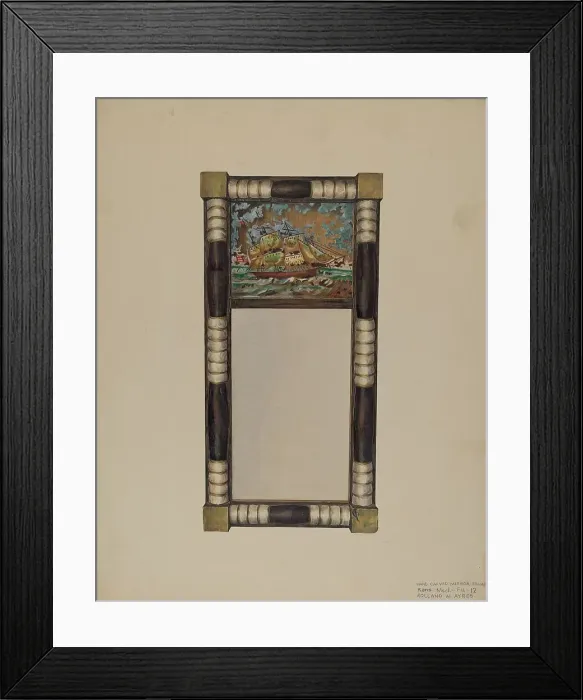 Framed Print : Hand Carved Mirror Frame, c. 1939. Creator: Rolland Ayres Framed Print : Hand Carved Mirror Frame, c. 1939. Creator: Rolland Ayres