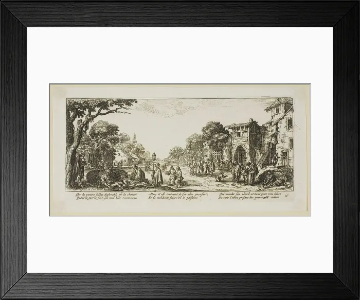 Framed Print : Dying Soldiers by the Roadside, plate sixteen from The Large Miseries of War, n.d. Creator: Gerard van Schagen Framed Print : Dying Soldiers by the Roadside, plate sixteen from The Large Miseries of War, n.d. Creator: Gerard van Schagen
