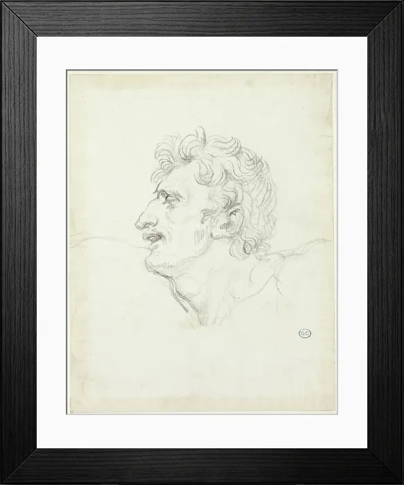 Framed Print : Head of a Man, Left Profile, c. 1810. Creator: Jacques-Louis David Framed Print : Head of a Man, Left Profile, c. 1810. Creator: Jacques-Louis David