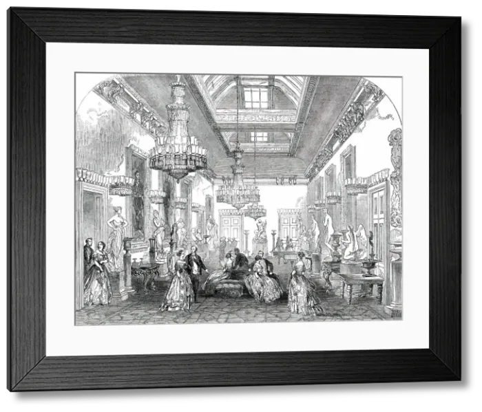 Framed Print : The Sculpture Gallery at Holdernesse House, Park-Lane, 1850. Creator: Unknown