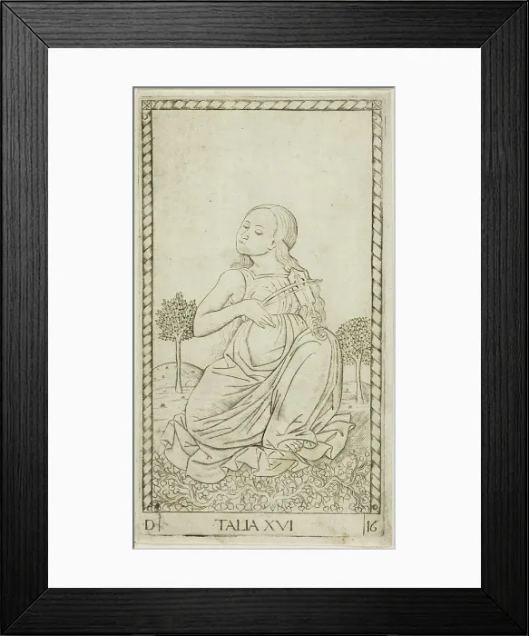 Framed Print : Thalia, plate sixteen from Apollo and the Muses, c.1465. Creator: Unknown Framed Print : Thalia, plate sixteen from Apollo and the Muses, c.1465. Creator: Unknown
