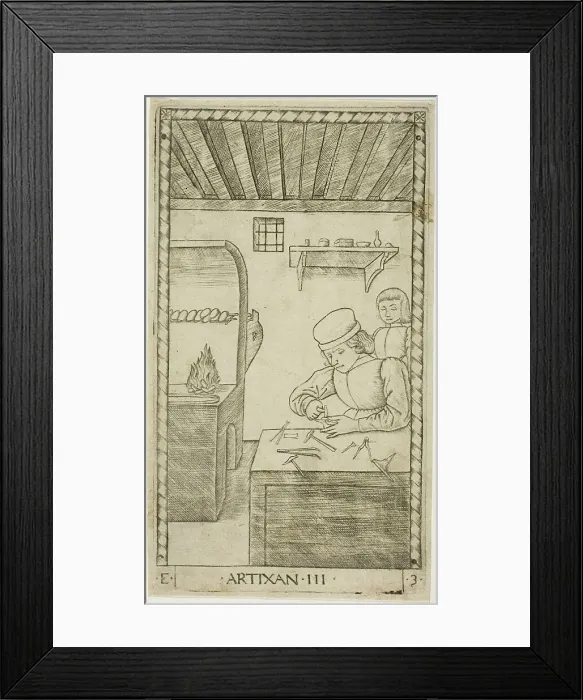Framed Print : The Artisan, plate three from The Ranks and Conditions of Men, c.1465. Creator: Unknown Framed Print : The Artisan, plate three from The Ranks and Conditions of Men, c.1465. Creator: Unknown