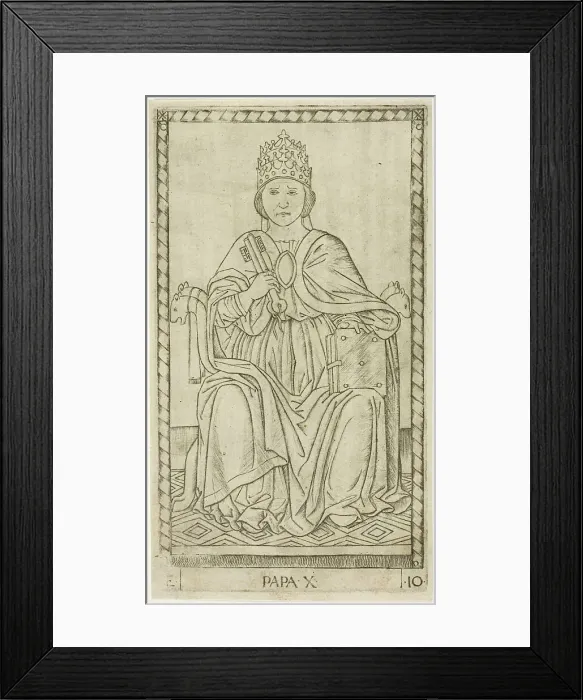 Framed Print : The Pope, plate ten from The Ranks and Conditions of Men, c.1465. Creator: Unknown
