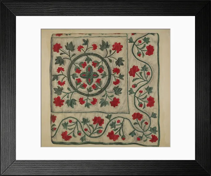 Framed Print : Quilt (Flowers in Circle), c. 1937. Creator: Ralph Atkinson Framed Print : Quilt (Flowers in Circle), c. 1937. Creator: Ralph Atkinson