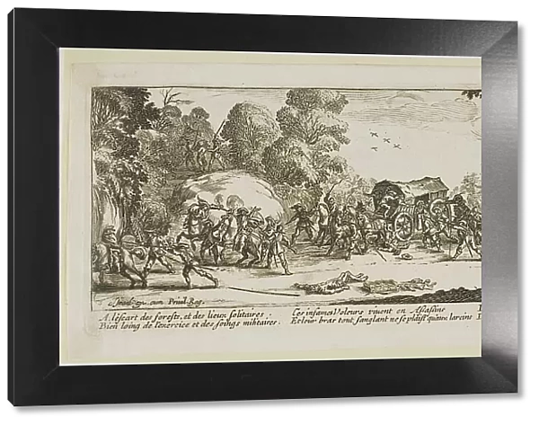 Attack on a Coach, plate eight from The Large Miseries of War, n.d. Creator: Gerard van Schagen