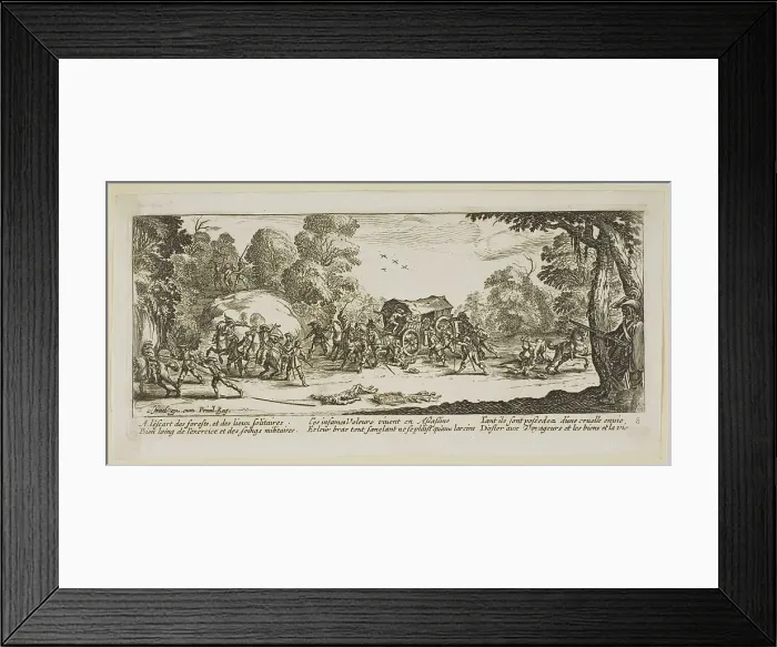 Framed Print : Attack on a Coach, plate eight from The Large Miseries of War, n.d. Creator: Gerard van Schagen Framed Print : Attack on a Coach, plate eight from The Large Miseries of War, n.d. Creator: Gerard van Schagen