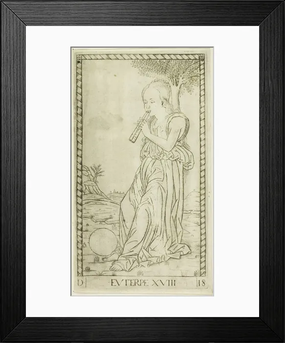 Framed Print : Euterpe, plate eighteen from Apollo and the Muses, c.1465. Creator: Unknown Framed Print : Euterpe, plate eighteen from Apollo and the Muses, c.1465. Creator: Unknown